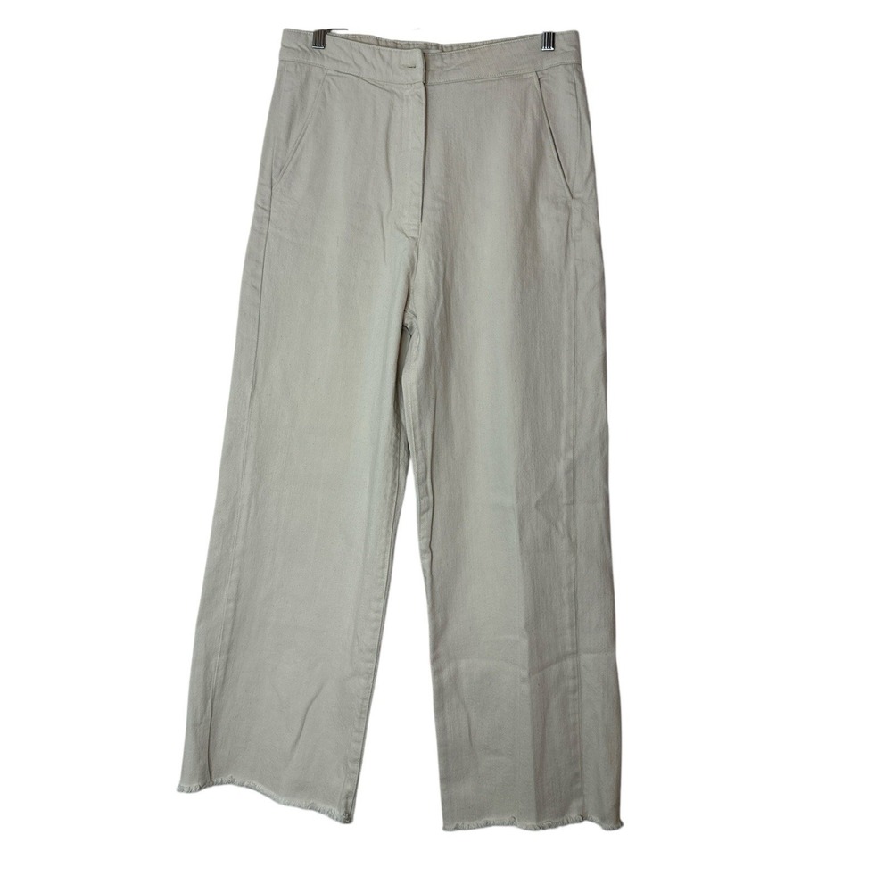 Zara Wide Leg Jeans Women Size 6‎ Beige Baggy Minimalist High Waist Preppy